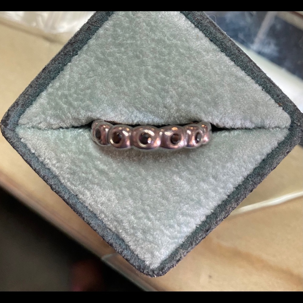 Vintage Sterling Silver Ring with Black Enamel